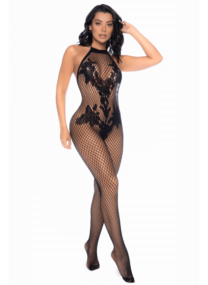 Combinaison en résille noir - MAL1116BLK
